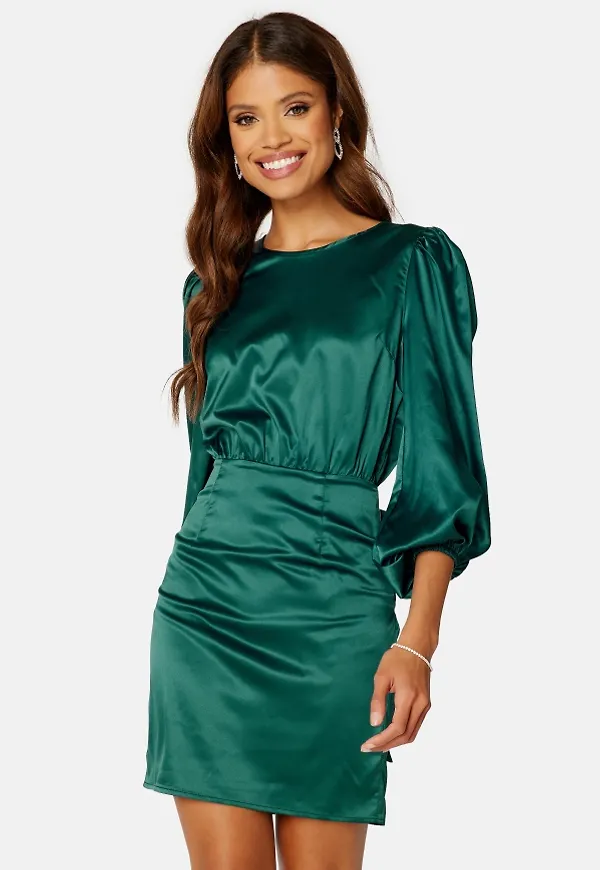 BUBBLEROOM Nellie Satin Dress Dark green 42