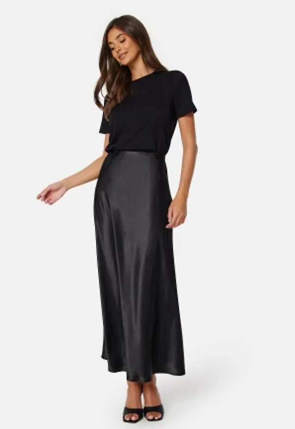 BUBBLEROOM Nicolette Satin Skirt Black XL