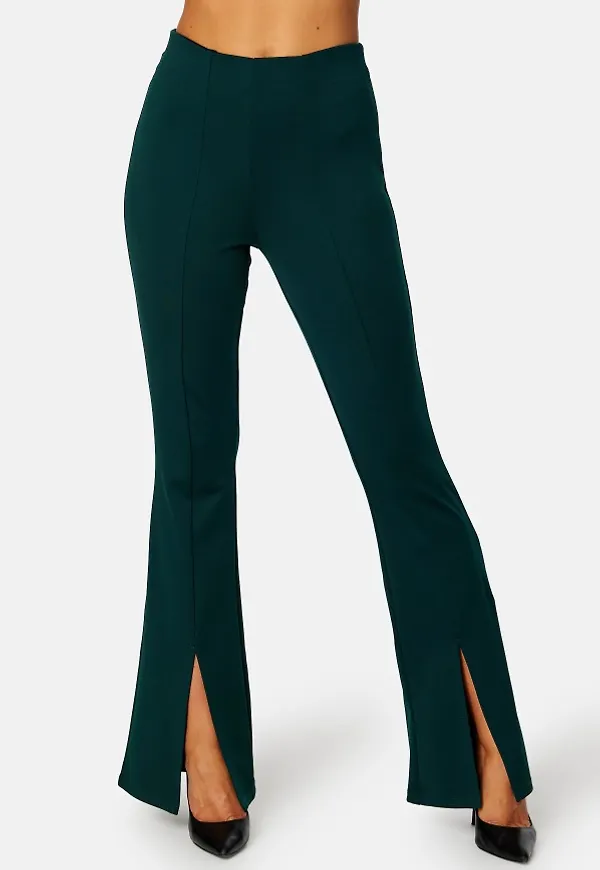 BUBBLEROOM Nikki slit trousers Dark green L