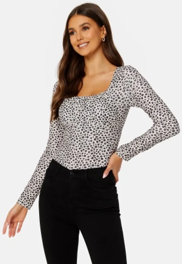 BUBBLEROOM Norma Floral Print Top Beige / Floral XS