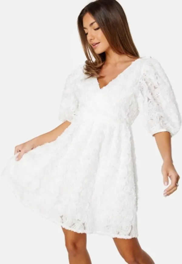 Bubbleroom Occasion 3D Puff Sleeve Dress White M