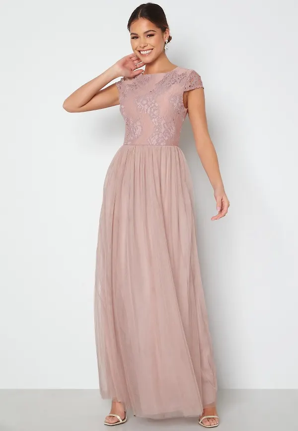 Bubbleroom Occasion Ariella Lace Gown Dusty pink 38