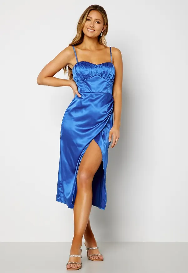 Bubbleroom Occasion Astrie Satin Dress Blue 38
