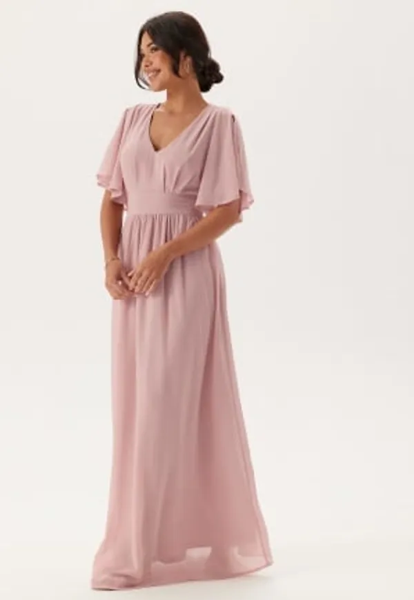 Bubbleroom Occasion Butterfly Sleeve Chiffon Gown Light pink 34
