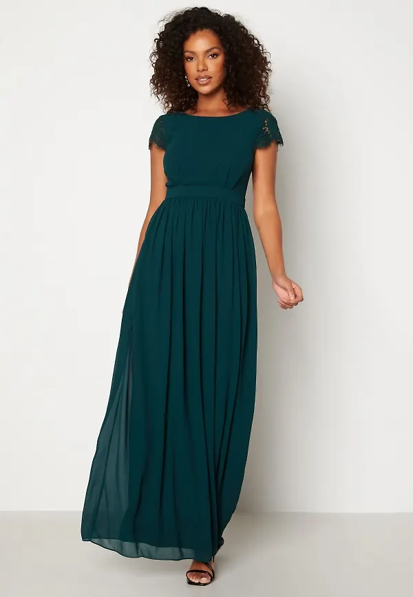 Bubbleroom Occasion Camellia Chiffon Gown Dark green 38