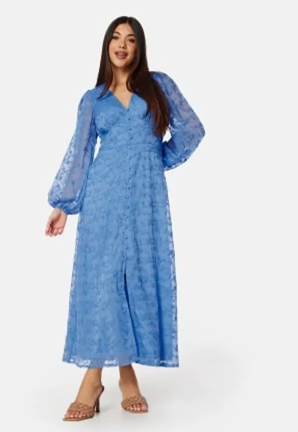 Bubbleroom Occasion Embroidered Midi Dress Blue 36