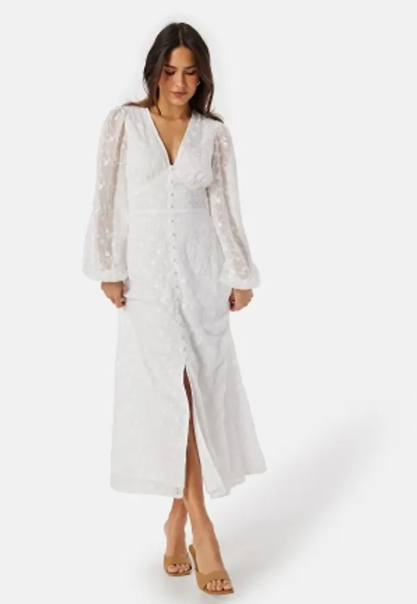 Bubbleroom Occasion Chiffon lace dress White 34