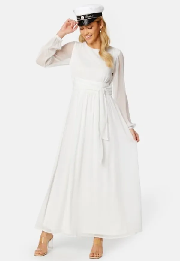 Bubbleroom Occasion Dahlia Round Neck Maxi Dress White 32