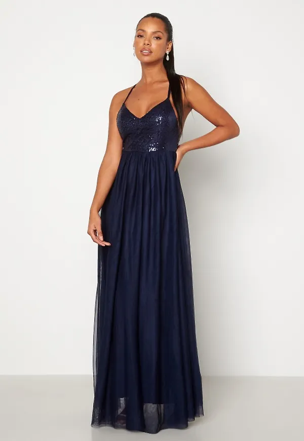 Bubbleroom Occasion Daphne Sequin Gown Navy 38