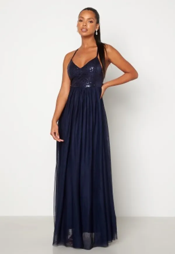Bubbleroom Occasion Daphne Sequin Gown Navy 44