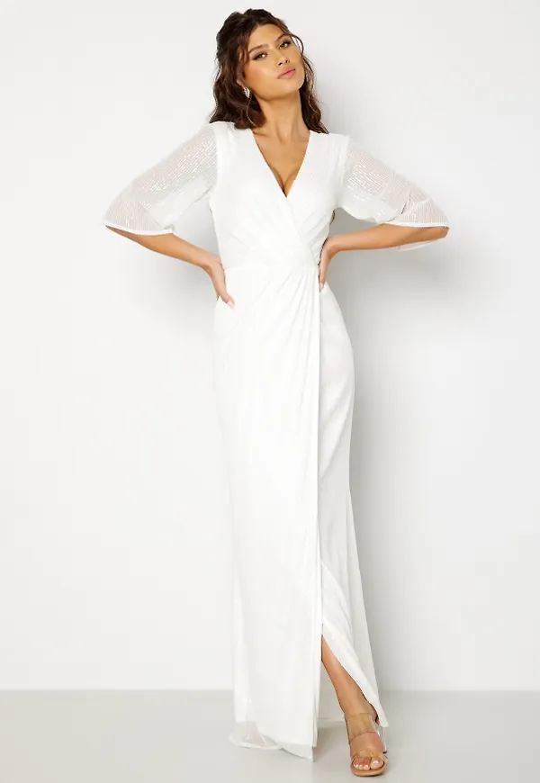 Bubbleroom Occasion Eleine Sequin Wedding Gown White 34
