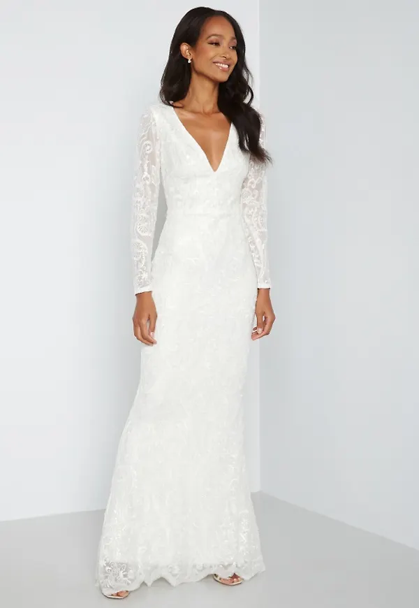 Bubbleroom Occasion Evita embellished dress White 34