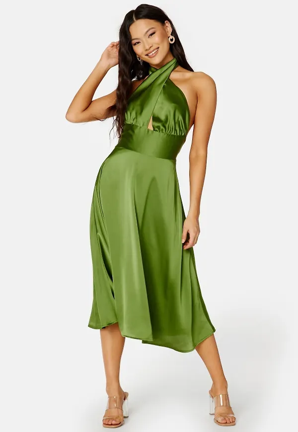 Bubbleroom Occasion Finelle Halterneck Dress Green S