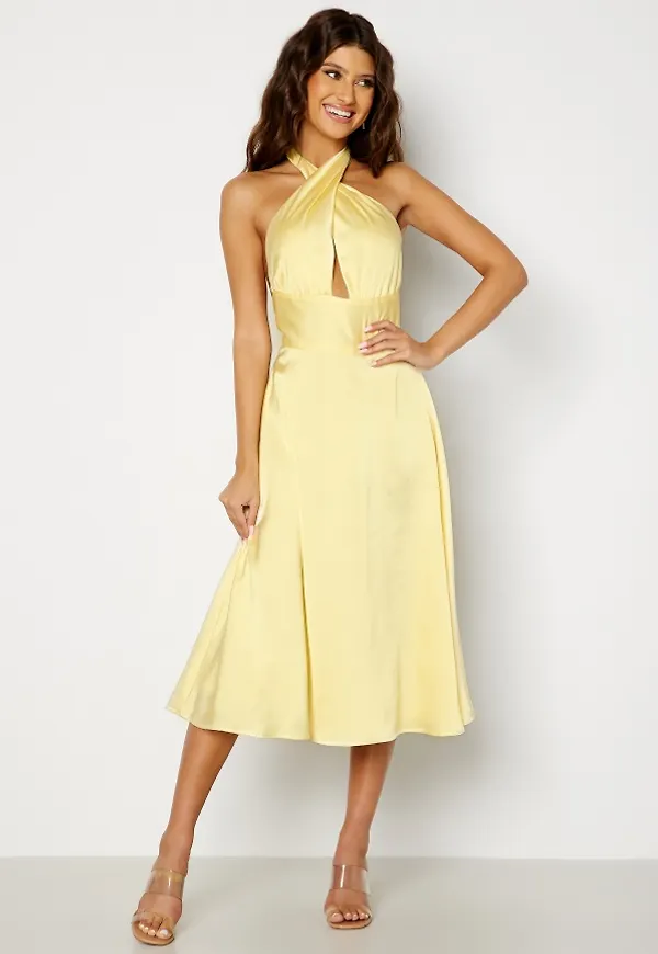 Bubbleroom Occasion Finelle Halterneck Dress Light yellow S