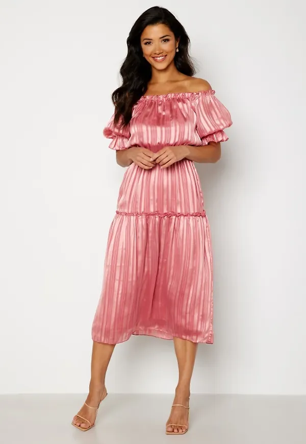 Bubbleroom Occasion Freeda off Shoulder Dress Pink 2XL