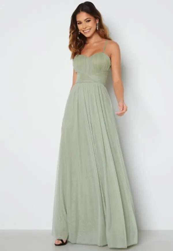 Bubbleroom Occasion Gemma Mesh Gown Dusty green 52