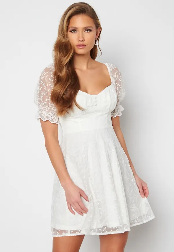 Bubbleroom Occasion Gilly Puff Sleeve Dress White 40