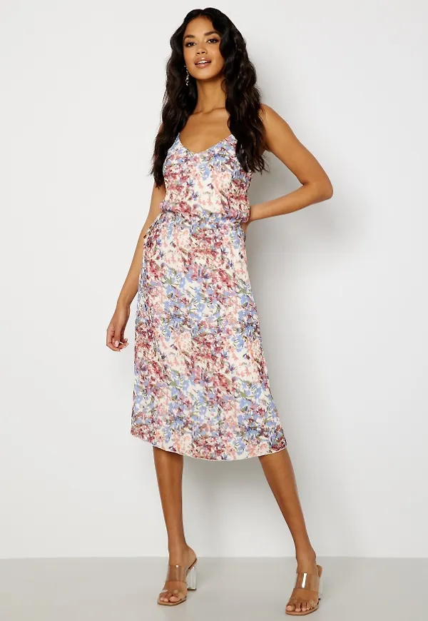 Bubbleroom Occasion Gwyneth Pleated Dress Offwhite / Floral 40