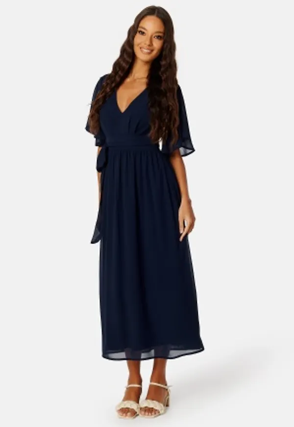 Bubbleroom Occasion Butterfly Sleeve Midi Dress Navy 34