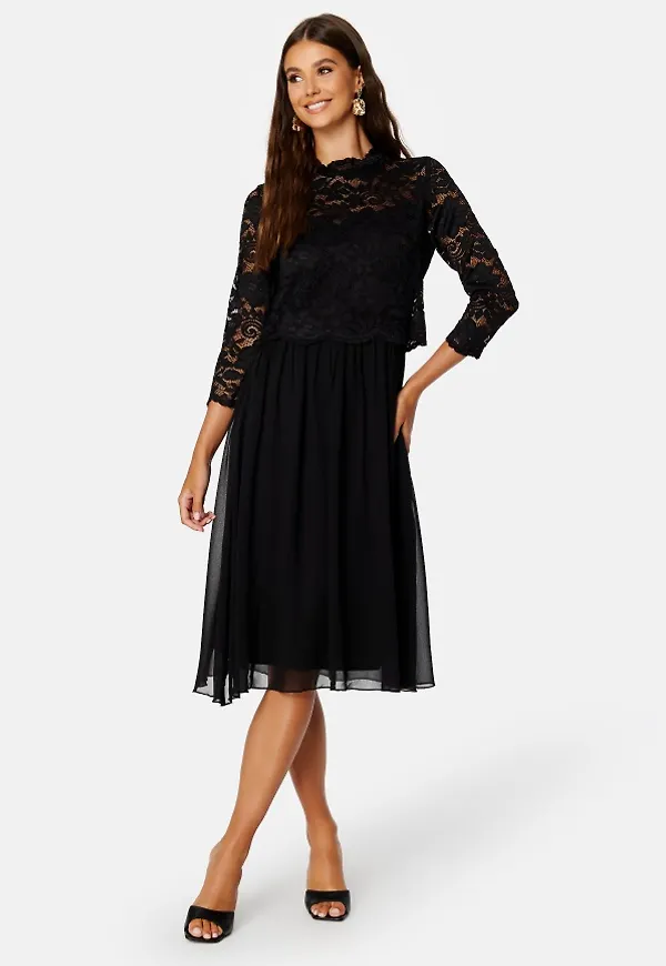 Bubbleroom Occasion Lace Midi Dress Black 34