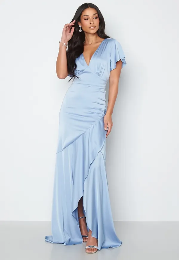 Bubbleroom Occasion Lilibeth Satin Gown Dusty blue 46