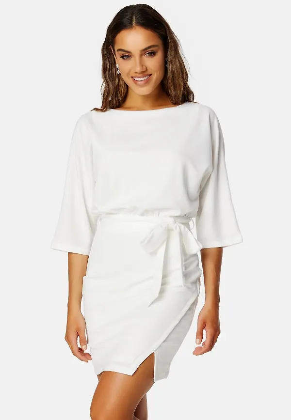 Bubbleroom Occasion Knot Slit Short Dress White 40