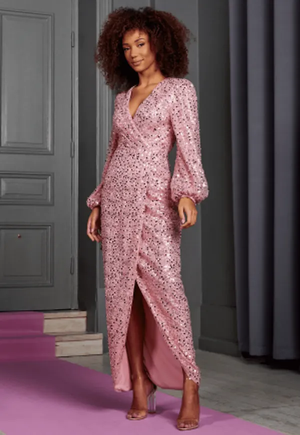 Bubbleroom Occasion Lycindre Beaded Gown Pink 46
