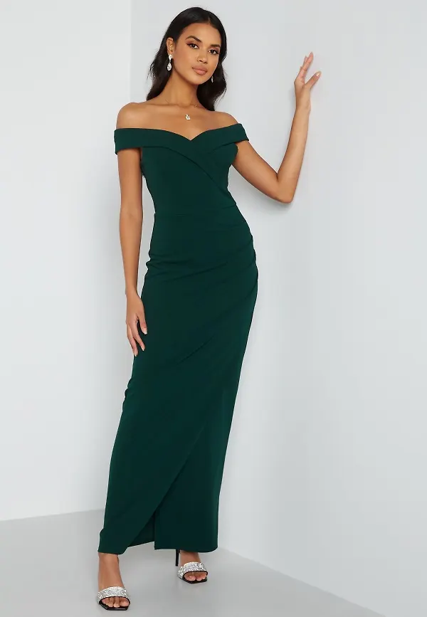Bubbleroom Occasion Lydia Off Shoulder Gown Dark green 38
