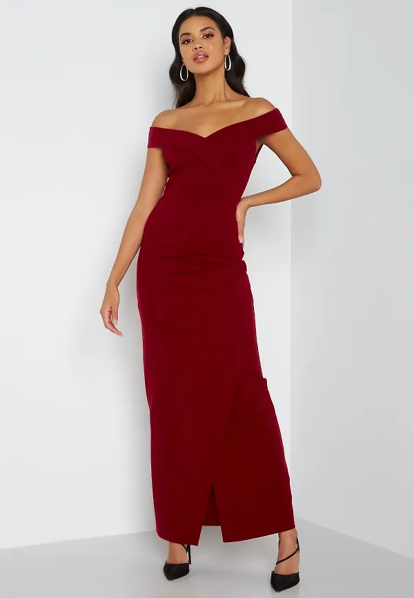 Bubbleroom Occasion Lydia Off Shoulder Gown Red 38