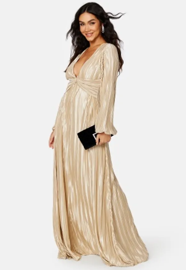 Bubbleroom Occasion Mae Pleated Gown Champagne 34