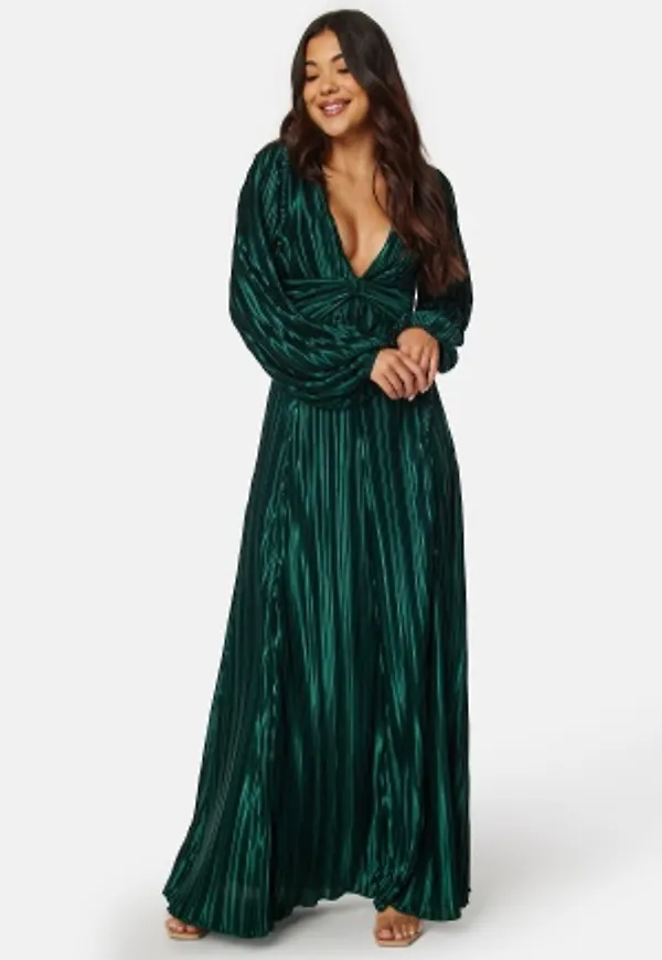 Bubbleroom Occasion Mae Pleated Gown Dark green 36
