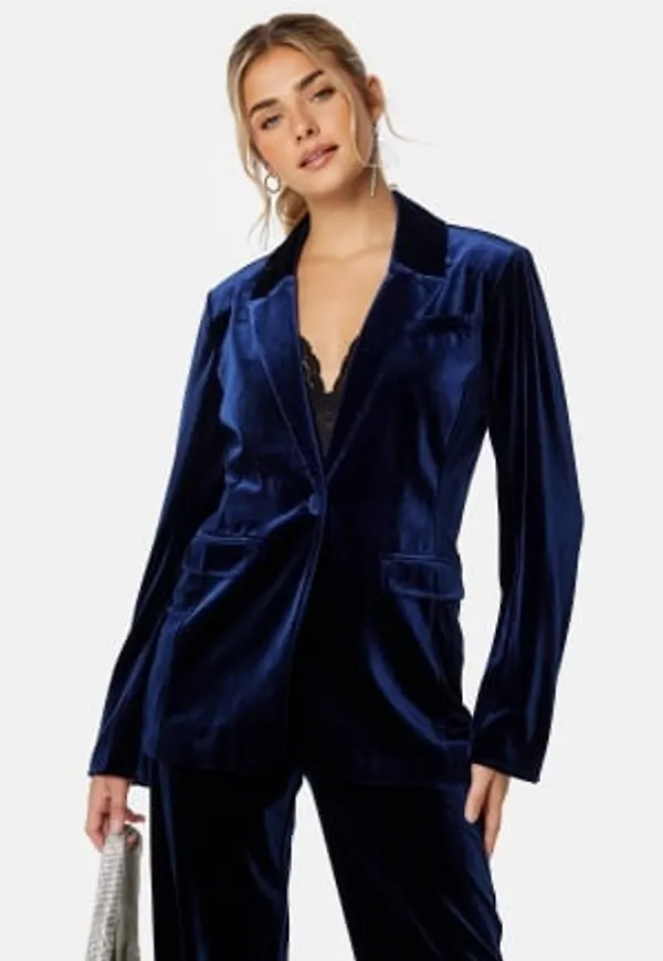 Bubbleroom Occasion Maya Velvet Blazer Navy 46
