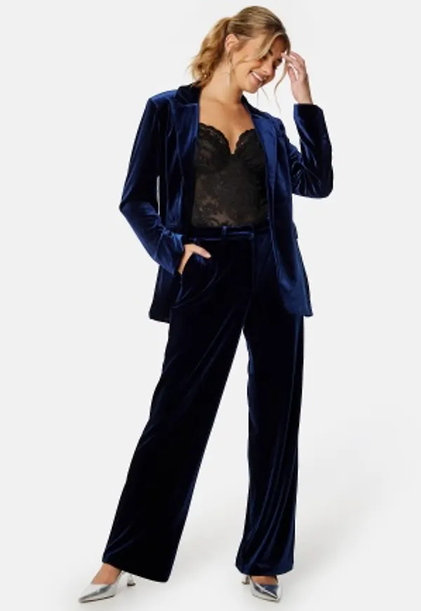 Bubbleroom Occasion Maya Velvet Trousers Navy 38