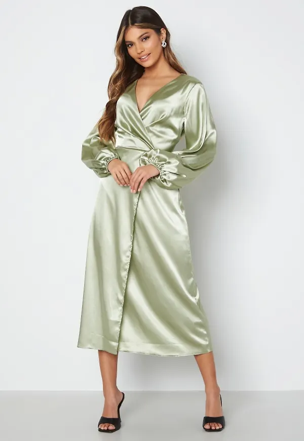 Bubbleroom Occasion Misha Satin Dress Dusty green 38