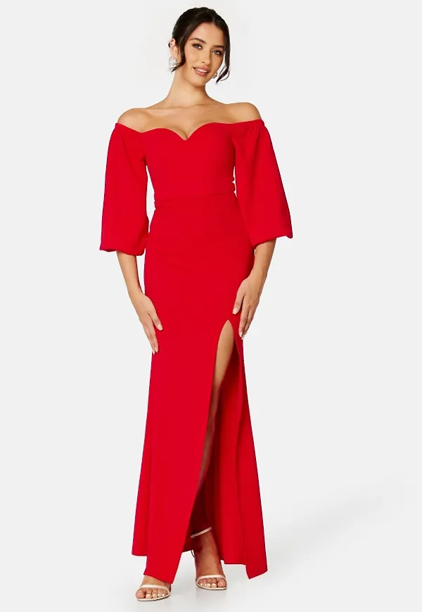 Bubbleroom Occasion Oprah Off Shoulder Gown Red 36