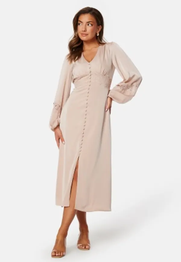 Bubbleroom Occasion Satin Midi Dress Champagne XL