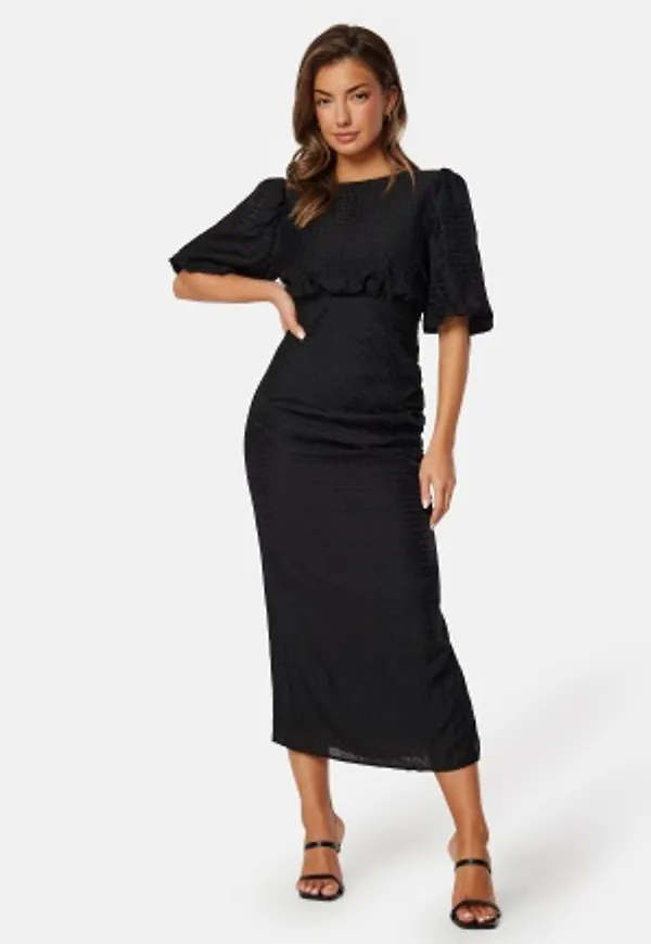 Bubbleroom Occasion Balloon Sleeve Bow Midi Dress Black 42
