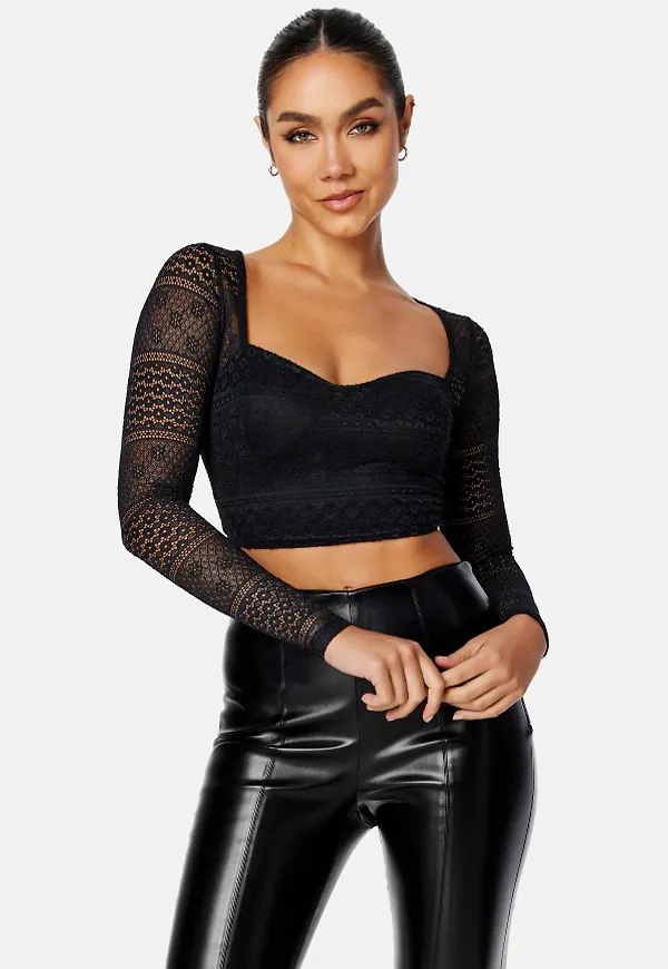 BUBBLEROOM Lace L/S Bustier Top Black XS