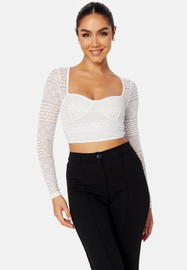 BUBBLEROOM Olina lace bustier top Offwhite M