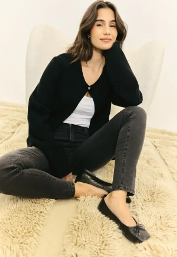 BUBBLEROOM One Button Cardigan Black XS