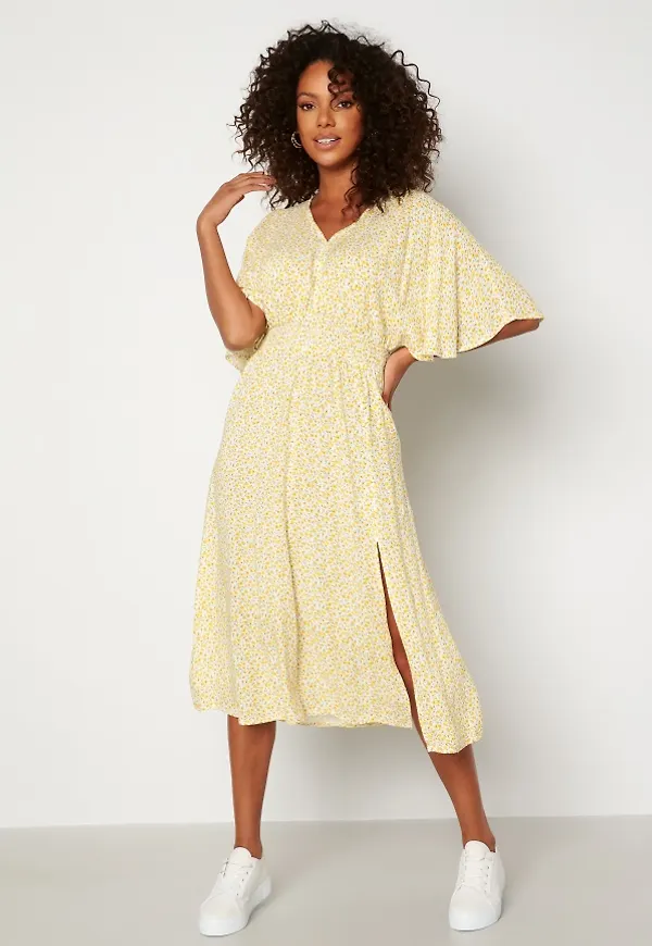 BUBBLEROOM Parisia butterfly sleeve dress Yellow / Patterned 34