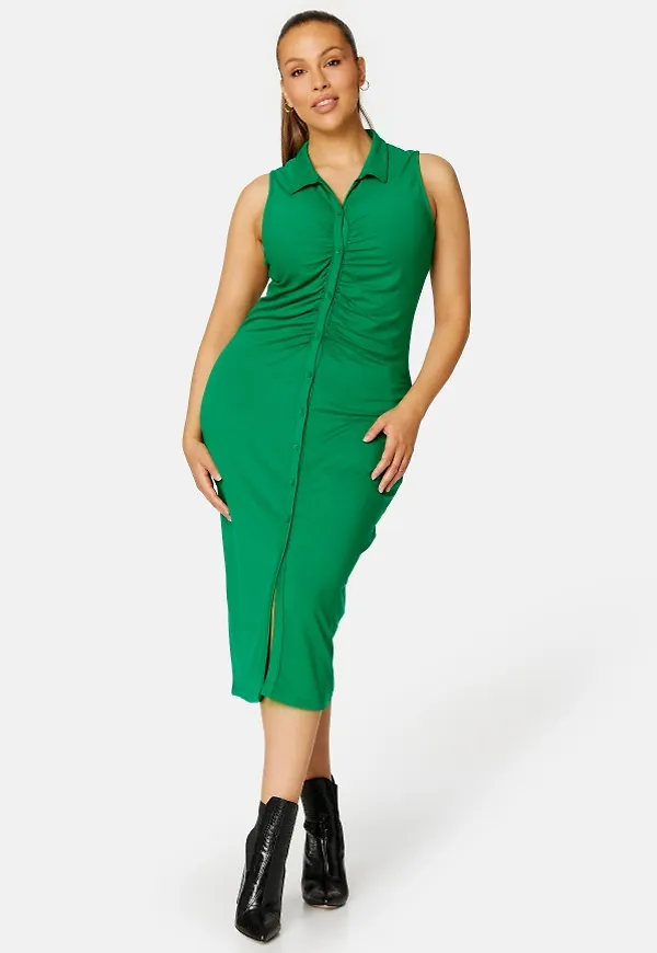 BUBBLEROOM Philippa drapy button dress Green 4XL