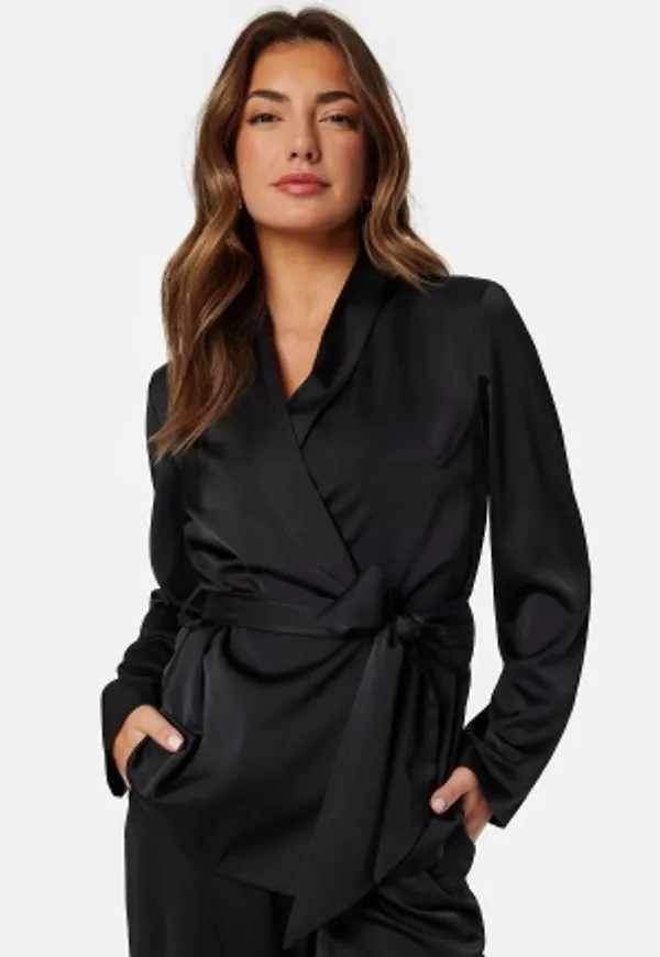 BUBBLEROOM Pilar Soft Satin Blazer Black 34