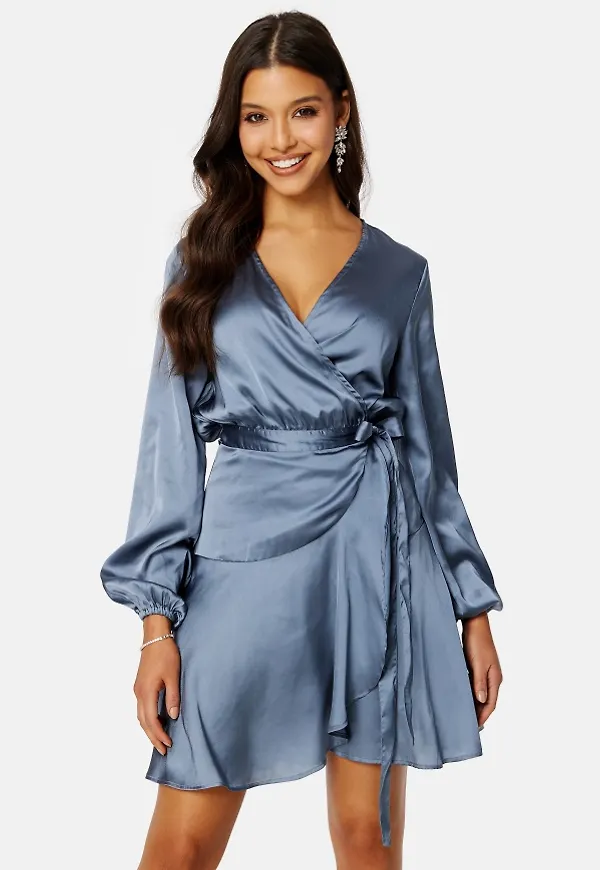 BUBBLEROOM Priya Satin Dress Blue 40