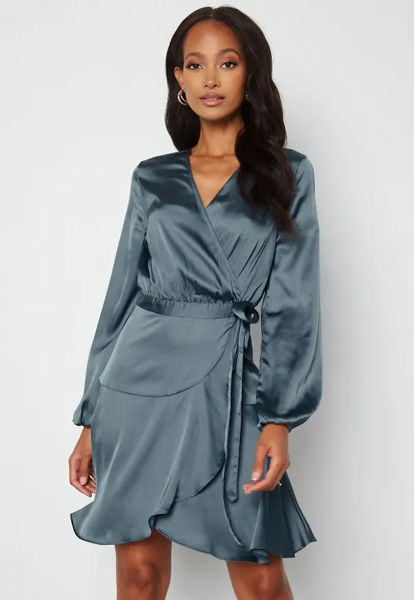 BUBBLEROOM Priya Satin Dress Blue 34
