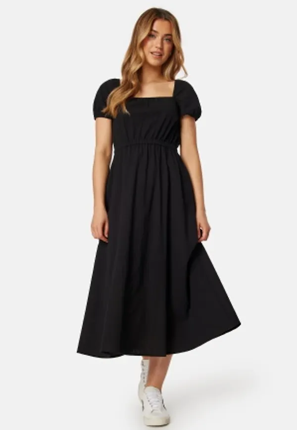 BUBBLEROOM Puff Sleeve Cotton Dress Black S