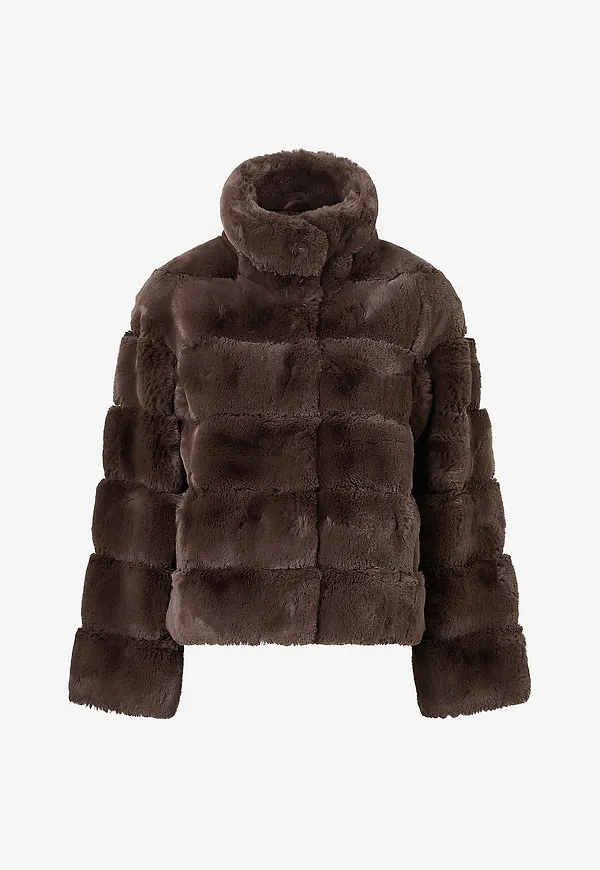 Bubbleroom - Pufferkappa Faux fur High Collar Coat - Brun