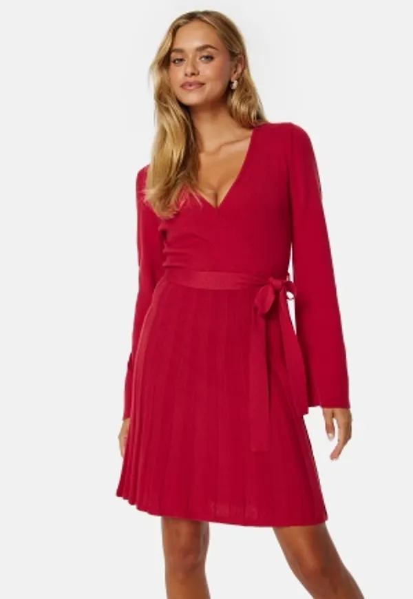 BUBBLEROOM Quinn Wrap Dress Red M