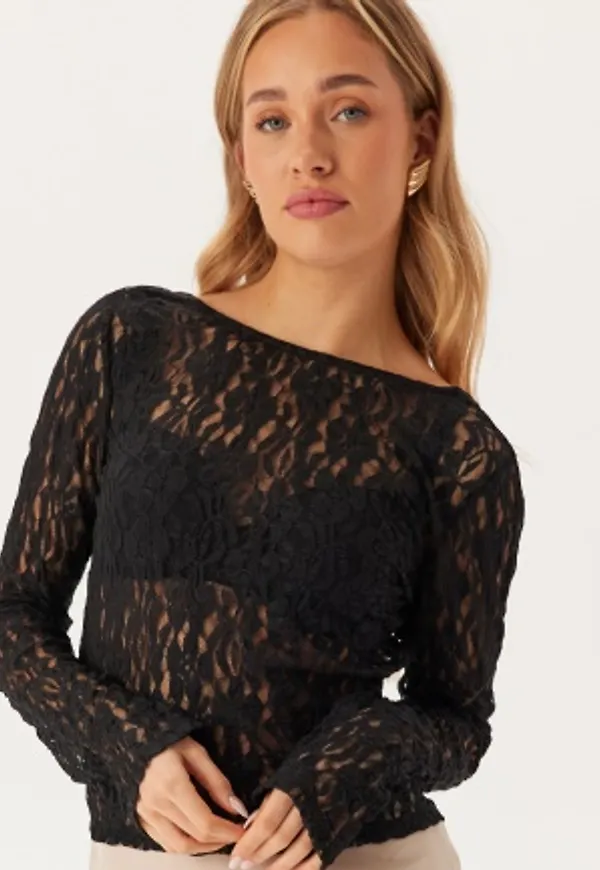 BUBBLEROOM Reversible Lace Cardigan Black XS