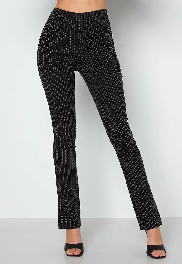 BUBBLEROOM Rianna stretchy slit pants Black / Striped 38